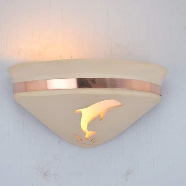 Halfbell Uplight-Dolphin-Top Raw Copper Band-Tan-Indoor Only