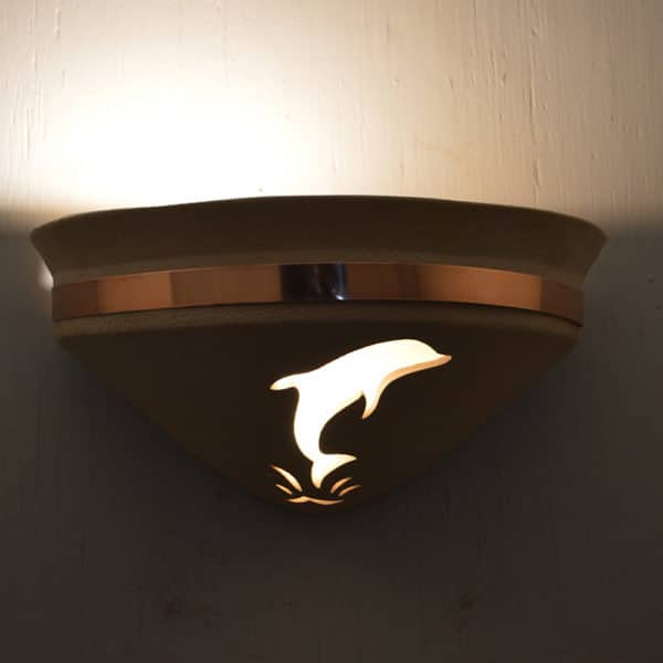 Halfbell Uplight-Dolphin-Top Raw Copper Band-Tan-Indoor Only - Image 3