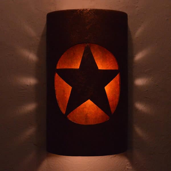 14" Wall Light-Lonestar-Open Top Half Round-Rust Mica-Amber Mica-Indoor-Outdoor - Image 2