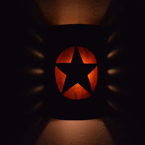 14" Wall Light-Lonestar-Open Top Half Round-Rust Mica-Amber Mica-Indoor-Outdoor - Image 4
