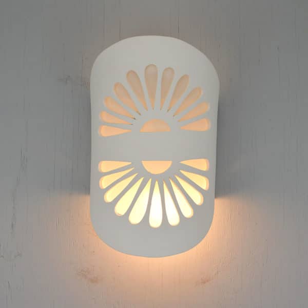 Shield Handcut-Double Fan-Half Round-White-Indoor-Outdoor