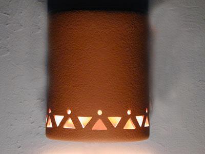 9" Closed Top (Dark Sky)-Tribal Drum Border Design-Terracotta color-Indoor/Outdoor
