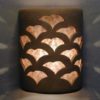 9" Open Top - Gingko Design w/Silver Mica Lens, in Taupe Wash color - Indoor/Outdoor