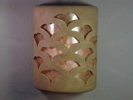 9" Open Top - Gingko Design w/Silver Mica Lens, in Taupe Wash color - Indoor/Outdoor
