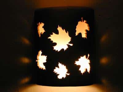 9" Open Top - Maple Leaves Design, in Parchment color - Indoor/Outdoor
