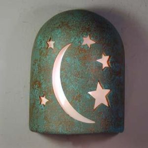 9" Hood (Dark Sky) - Moon-n-Stars Design in Raw Turquoise color - Indoor/Outdoor