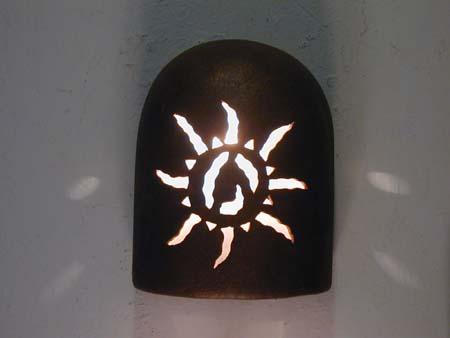 9" Hood (Dark Sky) - Ancient Sun Design in Antique Copper color - Indoor/Outdoor