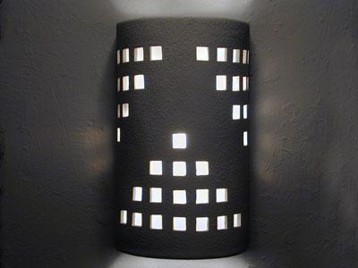 Open Top Wall Sconce with Grid Design in White Solid color-Indoor/Outdoor