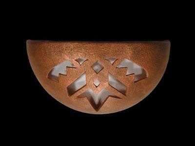 Small Bowl Up Light Sconce - Shards Design, in Antique Copper color - Indoor/Covered Outdoor