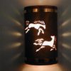 14" Open Top - Wild Horses Design, w/Copper Metal Bands in Antique Copper color - Indoor/Outdoor