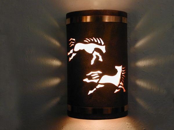 14" Open Top - Wild Horses Design, w/Copper Metal Bands in Antique Copper color - Indoor/Outdoor