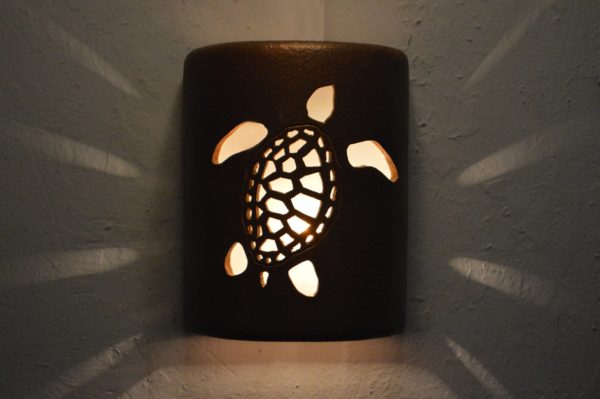 9" Ocean Turtle design in Antique Copper for the Tropical or Coastal Indoor or Outdoor Style-Open Top Wall Sconce