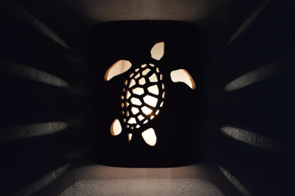 9" Ocean Turtle design in Antique Copper for the Tropical or Coastal Indoor or Outdoor Style-Open Top Wall Sconce