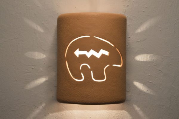 9" Open Top - Southwest Spirit Bear Design Wall Sconce in Brown Solid Color - Indoor/Outdoor