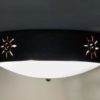 Flush Mount Ceiling Fixture w/Ancient Sun Design, in Copper Patina color