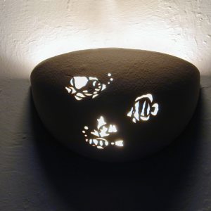 Small Bowl Up Light-Aquatic Fish Design-Linen color-Indoor