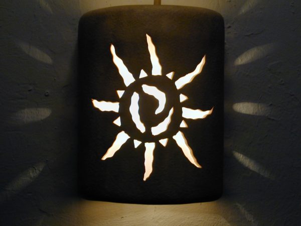 9" Open Top - Ancient Sun Design, in Brown color - Indoor/Outdoor