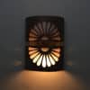 10" Wall Light-Double Fan-Low Profile (ADA) Closed Top Half Round- Copper Patina-Middle Raw Copper Band-Indoor-Outdoor - Image 2