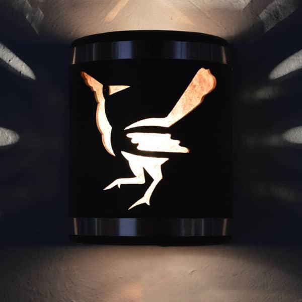 9" Wall Light-Roadrunner-Open Top Half Round-Antique Copper-Copper Bands-Silver Mica-Indoor-Outdoor - Image 3