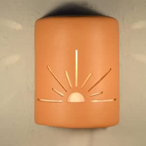 9" Wall Light-Sunrise-Closed Top (Dark Sky) Half Round-Terracotta-Indoor-Outdoor