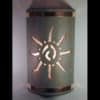 14" Wall Light-Ancient Sun-Open Top Half Round-Copper Patina-Raw Copper Bands-Indoor-Outdoor