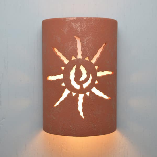 14" Wall Light-Ancient Sun-Open Top Half Round-Red Mica-Indoor-Outdoor - Image 2