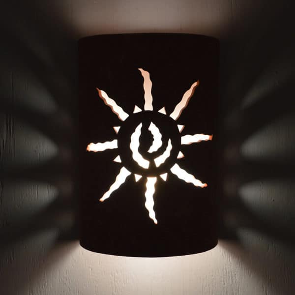 14" Wall Light-Ancient Sun-Open Top Half Round-Red Mica-Indoor-Outdoor - Image 3