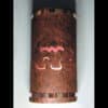 14" Wall Light-Spirit Bear-Open Top Half Round-Copper Brick-Copper Bands-Amber Mica-Outdoor-Indoor