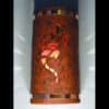 14" Wall Light-Lizard-Open Top Half Round-Copper Brick- Raw Copper Bands--Amber Mica Lens-Indoor-Outdoor