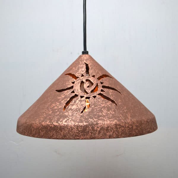 12" Cone Pendant-Ancient Sun(x2)-Rust Mica-Black Cord-Indoor Only
