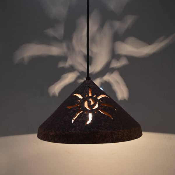 12" Cone Pendant-Ancient Sun(x2)-Rust Mica-Black Cord-Indoor Only - Image 2