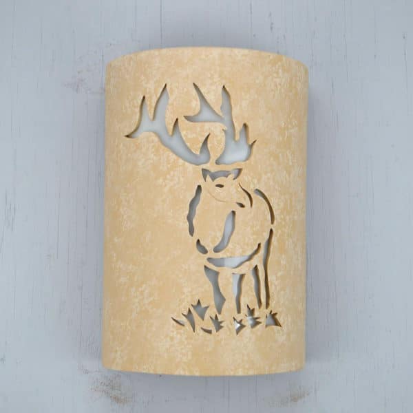 12" Wall Light-Elk-Open Top Half Round-Tan Tone-Indoor-Outdoor