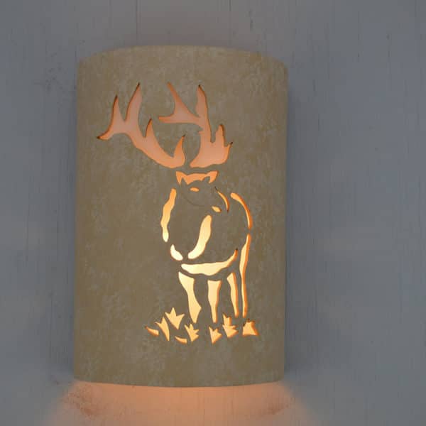 12" Wall Light-Elk-Open Top Half Round-Tan Tone-Indoor-Outdoor - Image 2