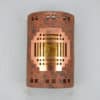 12" Wall Light-Mission Cover w/Single Window Borders-Open Top Half Round-Copper Brick-Amber Mica-Indoor-Outdoor