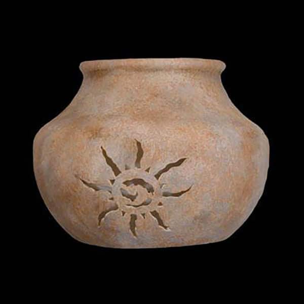Native Pot Wall Light-Ancient Sun-Open Top Half Round-Sandstone-Indoor-Outdoor