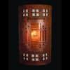 14" Wall Light-Mission Copper Cover w/Windows Borders-Closed Top (Dark Sky) Half Round-Amber Mica Lens-Copper Brick-Indoor-Outdoor - Image 2