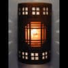 14" Wall Light-Mission Copper Cover w/Windows Borders-Closed Top (Dark Sky) Half Round-Amber Mica Lens-Copper Brick-Indoor-Outdoor - Image 3