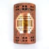 14" Wall Light-Mission Copper Cover-Windows Border-Open Top Half Round-Copper Brick-Amber Mica Lens-Indoor-Outdoor