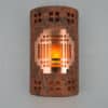 14" Wall Light-Mission Copper Cover-Windows Border-Open Top Half Round-Copper Brick-Amber Mica Lens-Indoor-Outdoor - Image 2