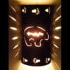 14" Wall Light-Spirit Bear w/Bear Paw Border-Open Top Half Round-Antique Copper-Indoor-Outdoor - Image 3
