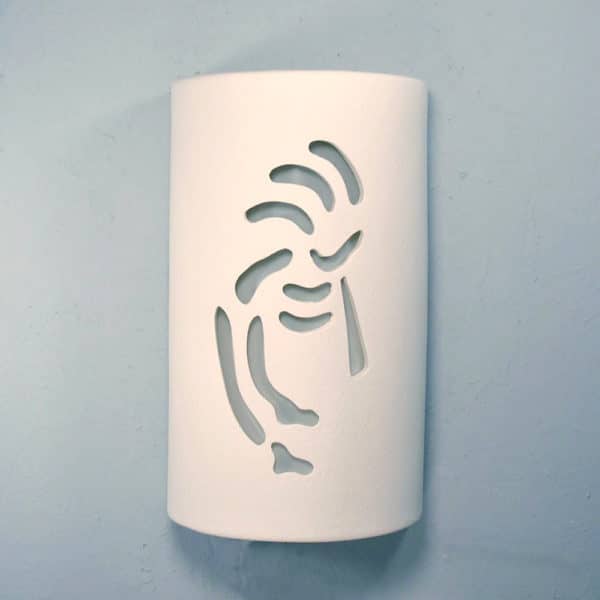 14" Wall Light-Kokopelli-Closed Top (Dark Sky) Half Round-White-Indoor-Outdoor