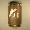 14" Wall Light-Pueblo Balloon-Closed Top (Dark Sky) Half Round-Copper Patina-Raw Copper Bands-Indoor-Outdoor