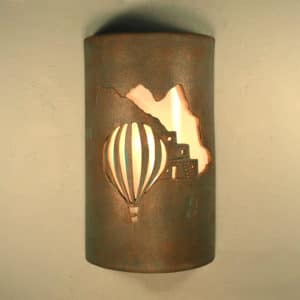 14" Wall Light-Pueblo Balloon-Closed Top (Dark Sky) Half Round-Copper Patina-Indoor-Outdoor