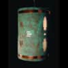 16″ Hanging Pendant-Sunface (3 pt) (x2) w/Aztec (x2)-Raw Turquoise-Raw Copper Bands-Black Cord-Indoor- - Image 2