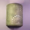 9" Wall Light-Mums-Open Top Half Round-Moss Wash-Indoor-Outdoor