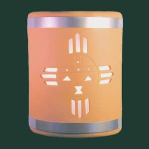 9" Wall Light-Sunface (3 pt)-Open Top Half Round-Terracotta-Stainless Steel Bands-Indoor-Outdoor