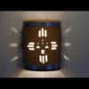 9" Wall Light-Sunface (3 pt)-Open Top Half Round-Terracotta-Stainless Steel Bands-Indoor-Outdoor - Image 2