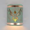 9" Wall Light-Phoenix-Open Top Half Round-Raw Turquoise-Raw Copper Bands-Amber Mica-Indoor-Outdoor