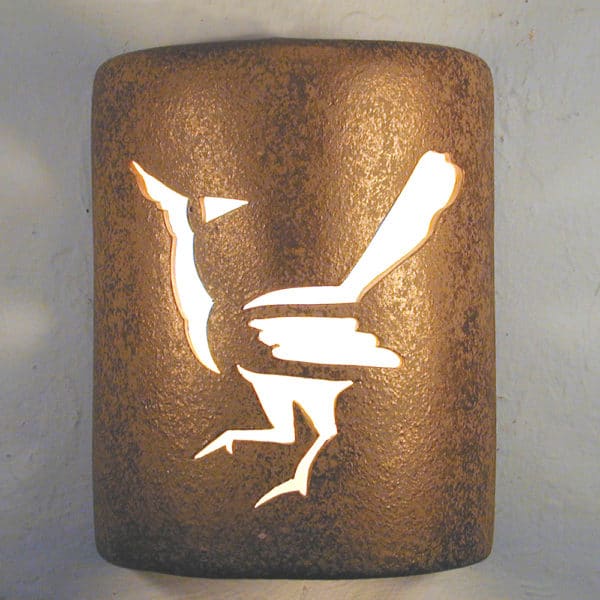 9" Wall Light-Roadrunner-Open Top Half Round-Brown Mica-Indoor-Outdoor