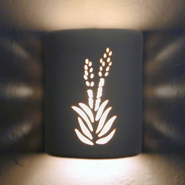 9" Wall Light-Yucca-Open Top Half Round-Tan-Indoor-Outdoor - Image 2